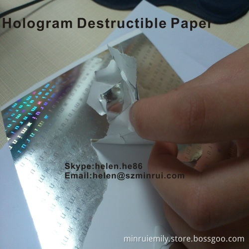 Destructible Hologram Vinyl Customized With Your Logo,ultra Destructive Holographic Vinyl